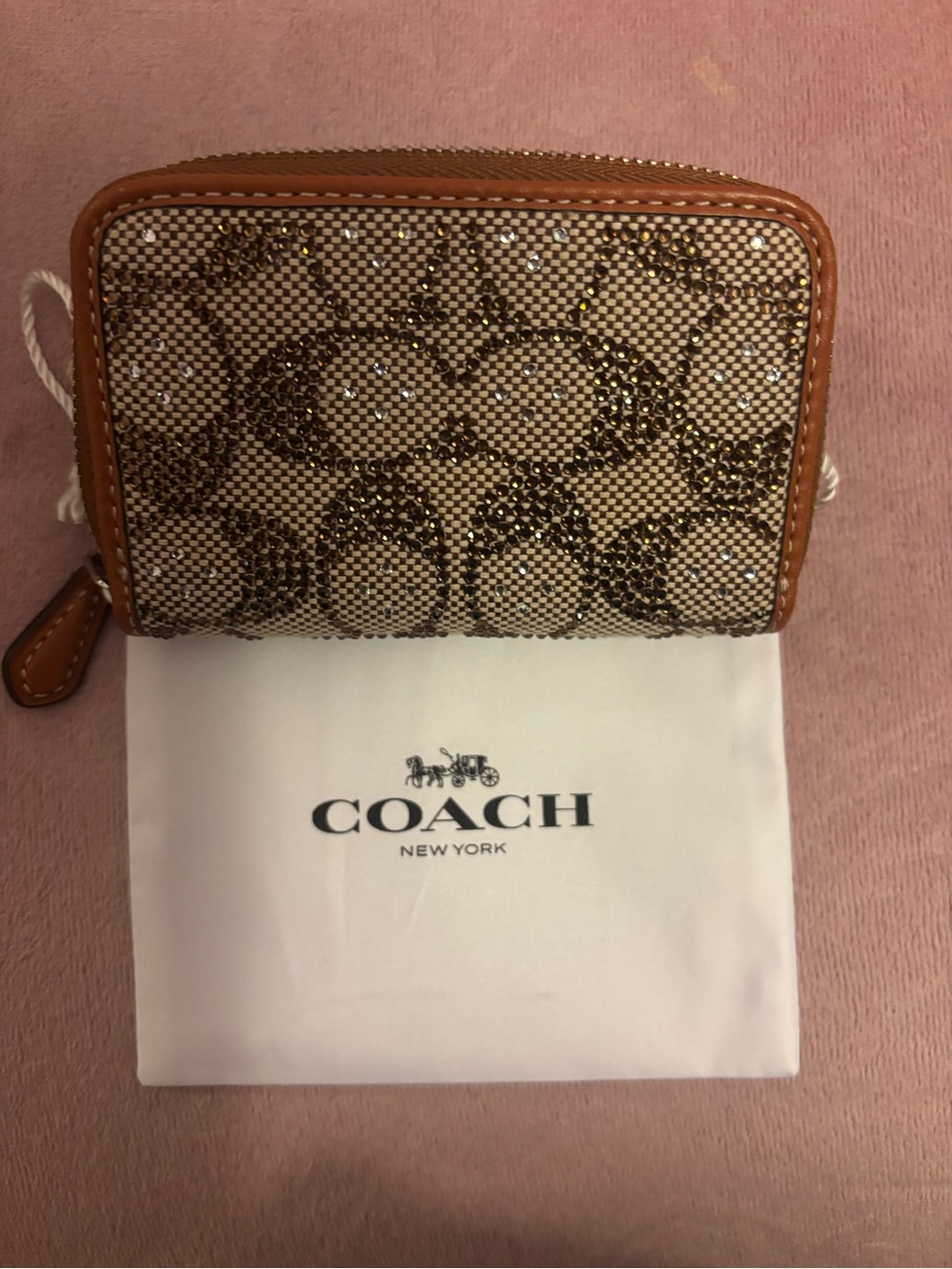 Coach Essential Crystal Signature Jacquard Card Case Wallet